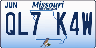 MO license plate QL7K4W
