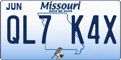 MO license plate QL7K4X
