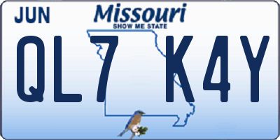 MO license plate QL7K4Y