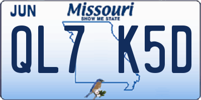 MO license plate QL7K5D