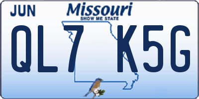 MO license plate QL7K5G
