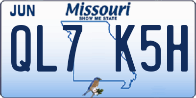 MO license plate QL7K5H