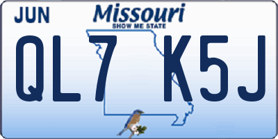 MO license plate QL7K5J
