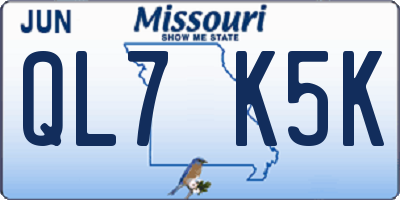 MO license plate QL7K5K