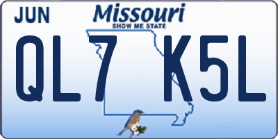 MO license plate QL7K5L