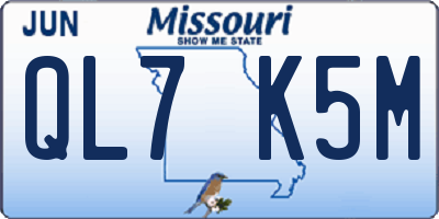 MO license plate QL7K5M