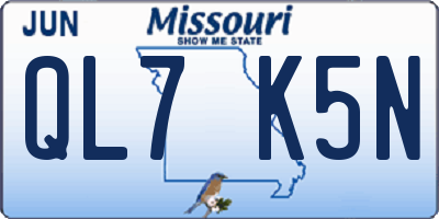 MO license plate QL7K5N