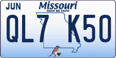 MO license plate QL7K5O