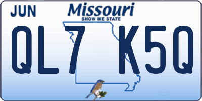 MO license plate QL7K5Q