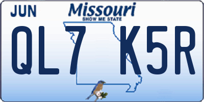 MO license plate QL7K5R