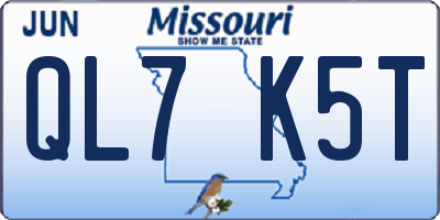 MO license plate QL7K5T