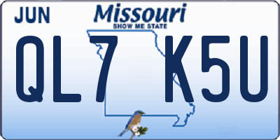 MO license plate QL7K5U