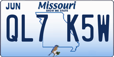 MO license plate QL7K5W