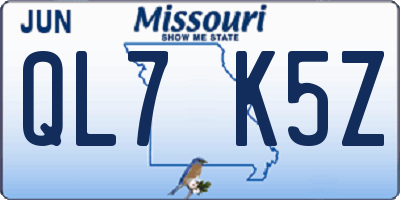 MO license plate QL7K5Z