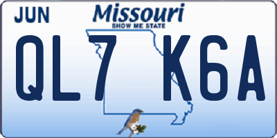 MO license plate QL7K6A
