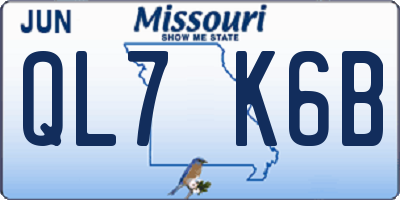 MO license plate QL7K6B