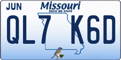 MO license plate QL7K6D