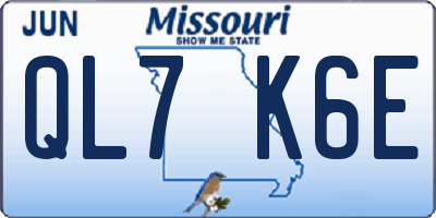 MO license plate QL7K6E