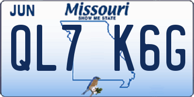 MO license plate QL7K6G