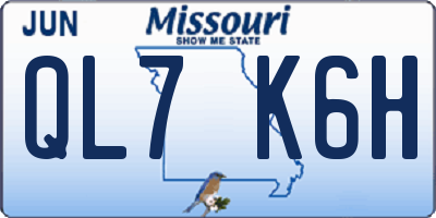 MO license plate QL7K6H