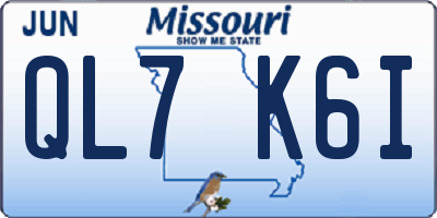 MO license plate QL7K6I