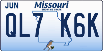 MO license plate QL7K6K