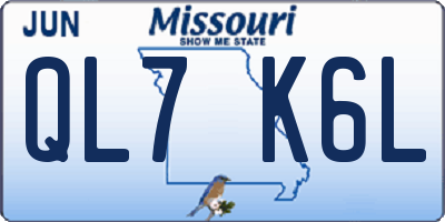 MO license plate QL7K6L