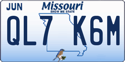 MO license plate QL7K6M