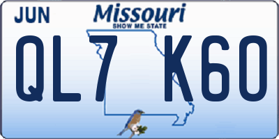 MO license plate QL7K6O