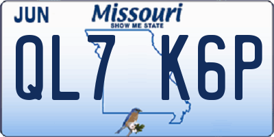MO license plate QL7K6P