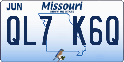 MO license plate QL7K6Q