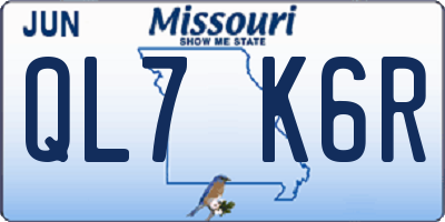 MO license plate QL7K6R