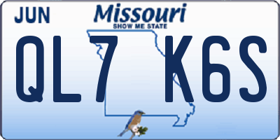 MO license plate QL7K6S