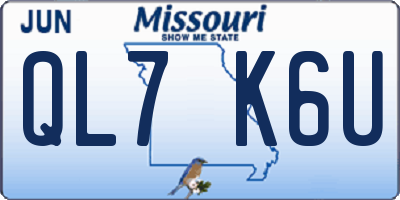 MO license plate QL7K6U