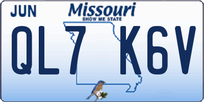 MO license plate QL7K6V