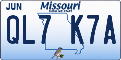 MO license plate QL7K7A