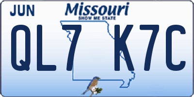 MO license plate QL7K7C