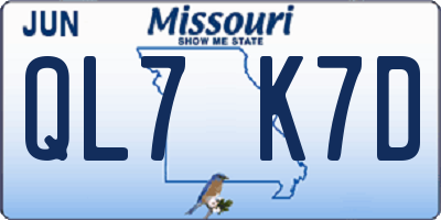MO license plate QL7K7D