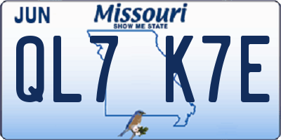 MO license plate QL7K7E
