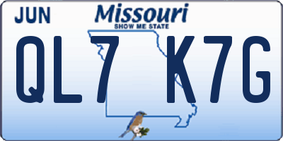 MO license plate QL7K7G