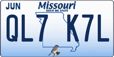 MO license plate QL7K7L