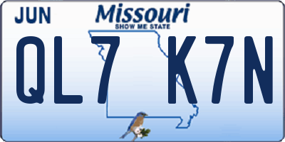 MO license plate QL7K7N