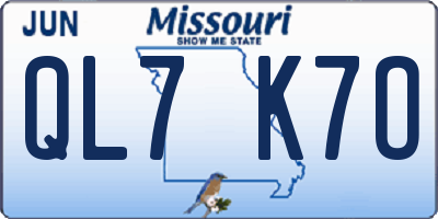 MO license plate QL7K7O