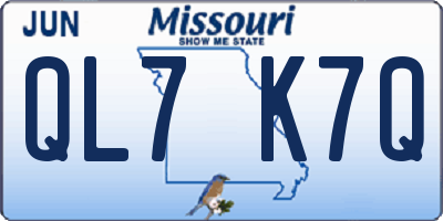 MO license plate QL7K7Q