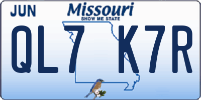 MO license plate QL7K7R