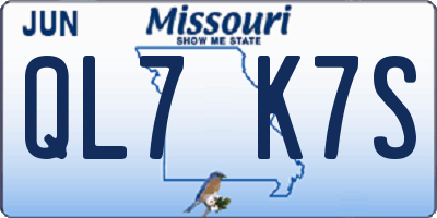 MO license plate QL7K7S