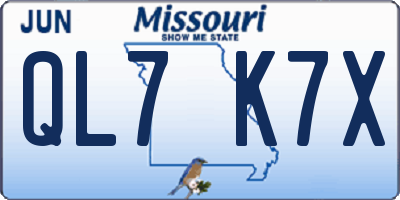 MO license plate QL7K7X