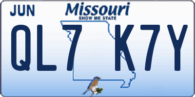 MO license plate QL7K7Y