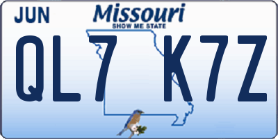 MO license plate QL7K7Z