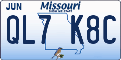 MO license plate QL7K8C